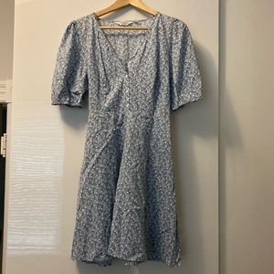 & Other Stories Blue floral puff sleeve dress